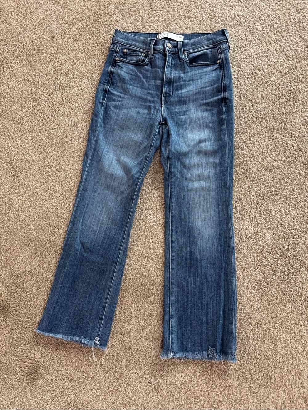 AYR Distressed Mid-Rise Blue Straight Jeans